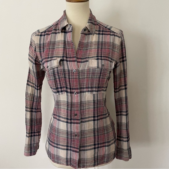 James Perse Button Down Plaid Shirt Size Small - Picture 5 of 8
